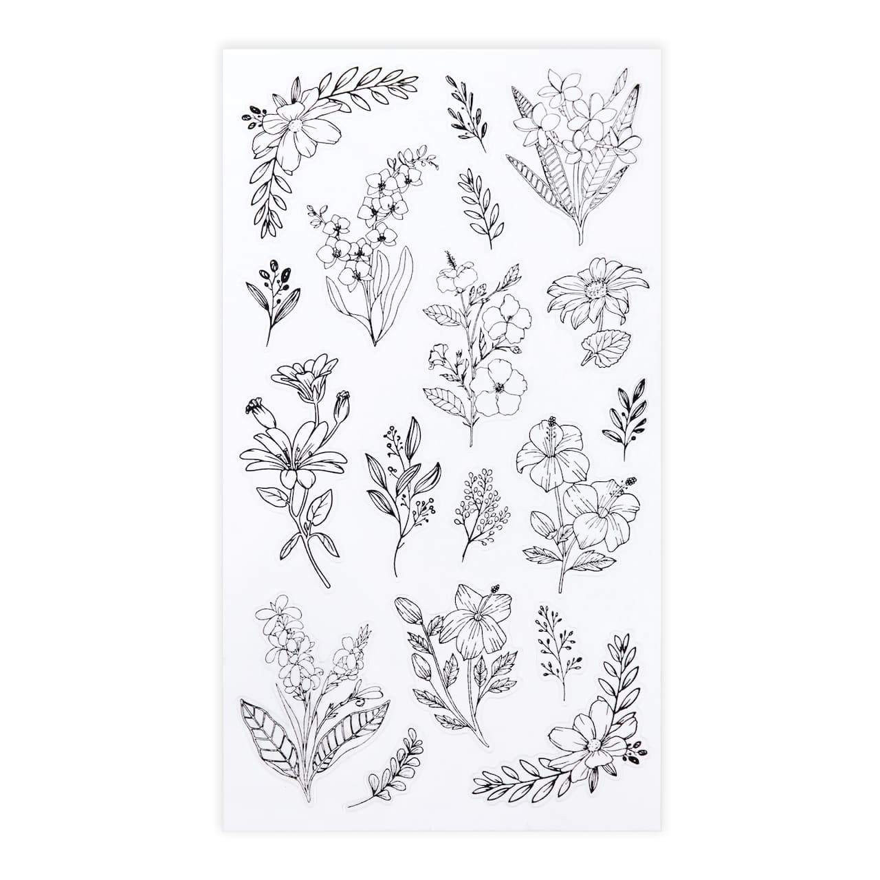12 Pack: Black Flower Stickers by Recollections™